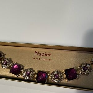 Bracelet Napier purple faceted in gold tone metal